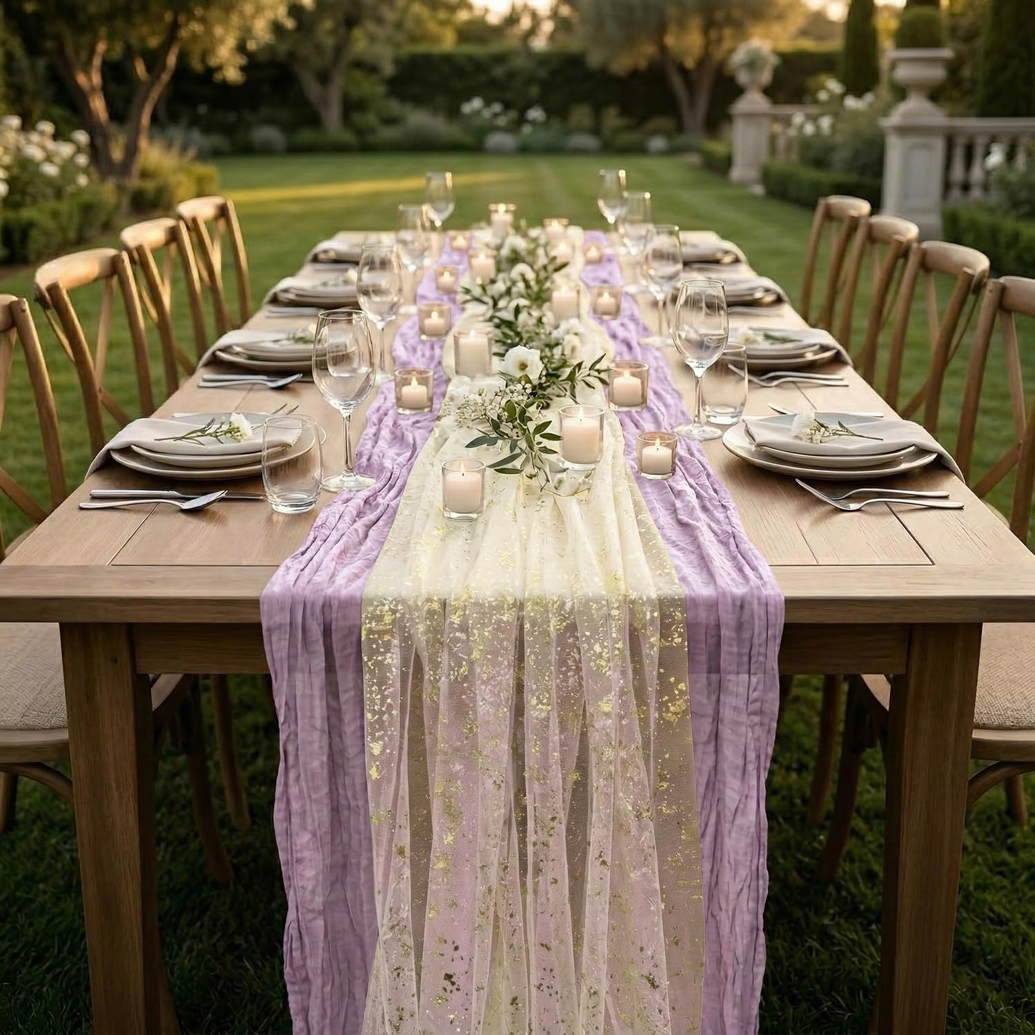 Wedding Supply Rentals - 2Pack Kaasdoek Tafelloper Paars Drapable Gaze