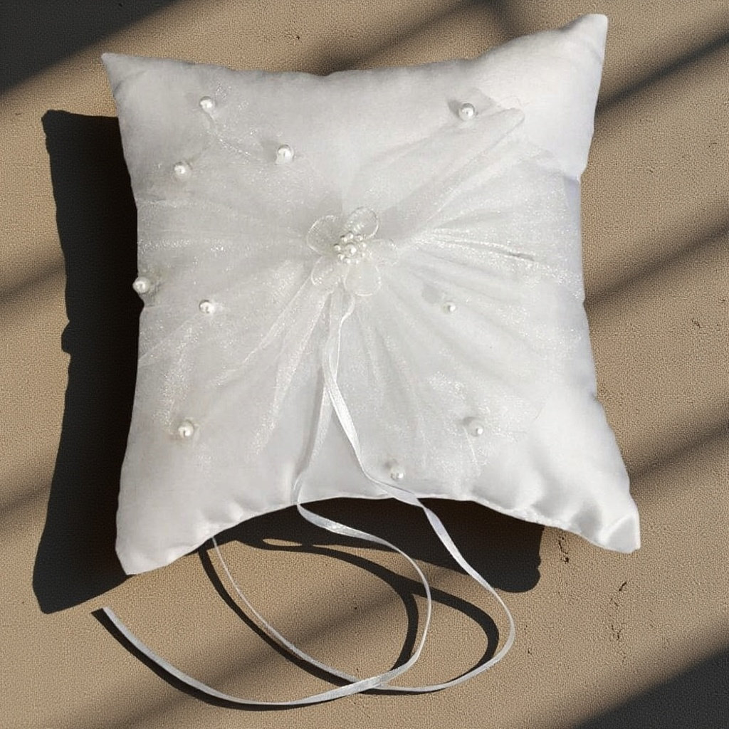Ring Bearer Pillow - Ringkussen Bruiloft Bruidsdecoratie Zachte Bloem Parel