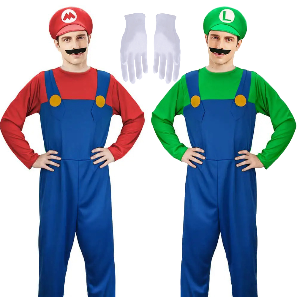Wedding Job - Volwassen Loodgieter Kostuum Rood Groen Jumpsuit