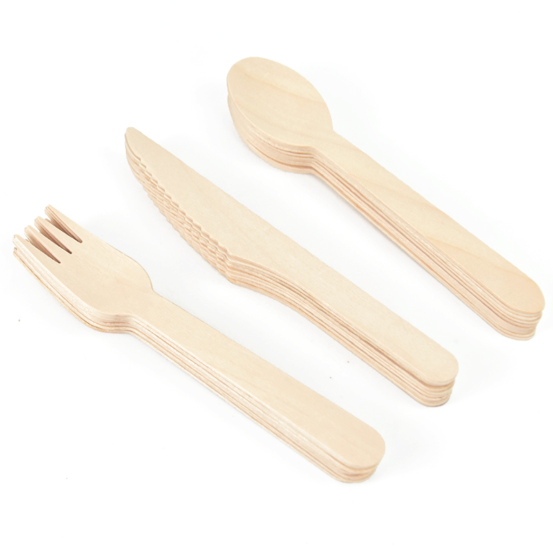 Wedding Supply Rentals - Wegwerp houten lepel vork mes bestekset