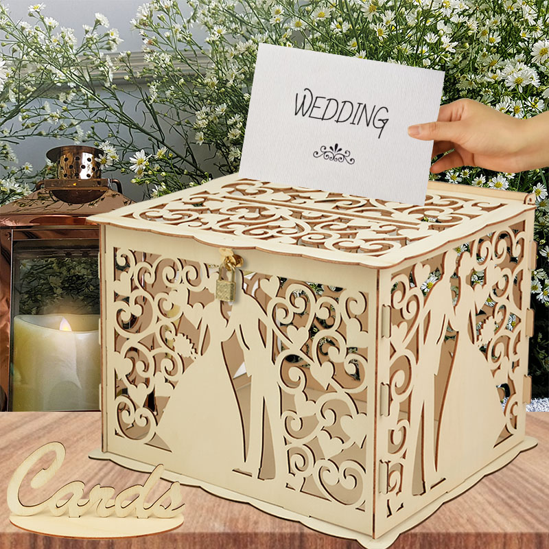 Wedding Supply Rentals - Bruiloft Houten Geschenken Kaartdozen met Slot