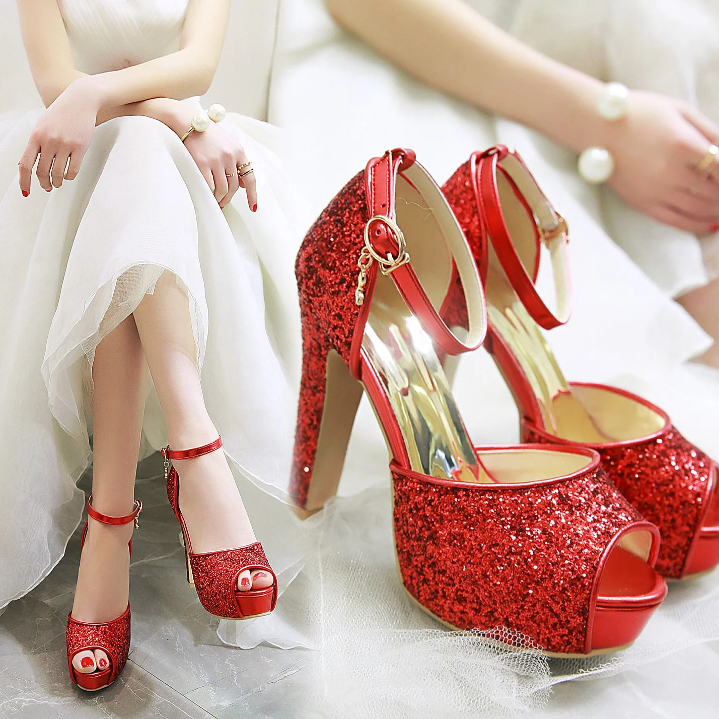 Zilver Zomer Vrouwen Hoge Hak  - Wedding Shop recensie en prijs