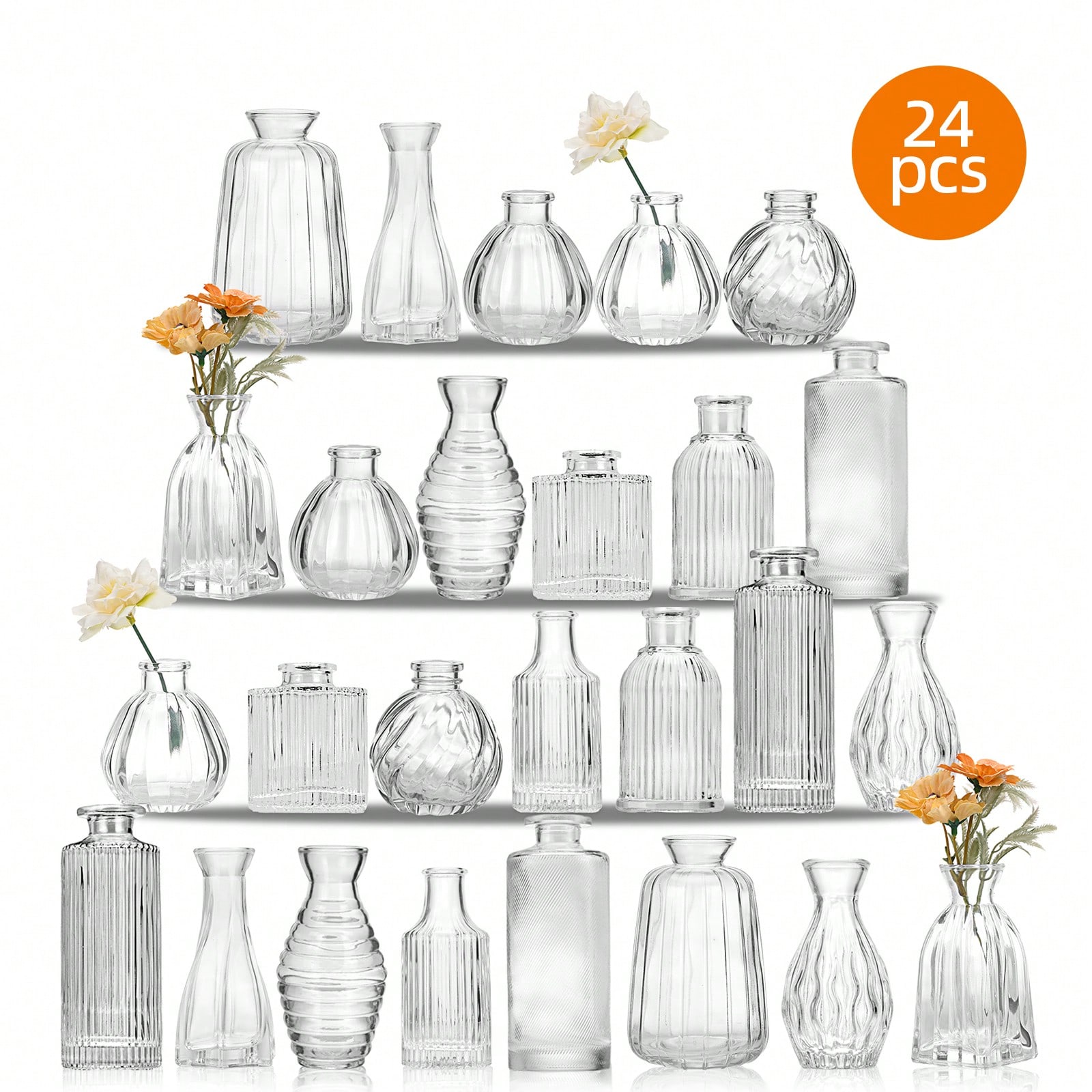 18/36-delige glazen vaasjesset - Wedding Supply Rentals recensie en prijs