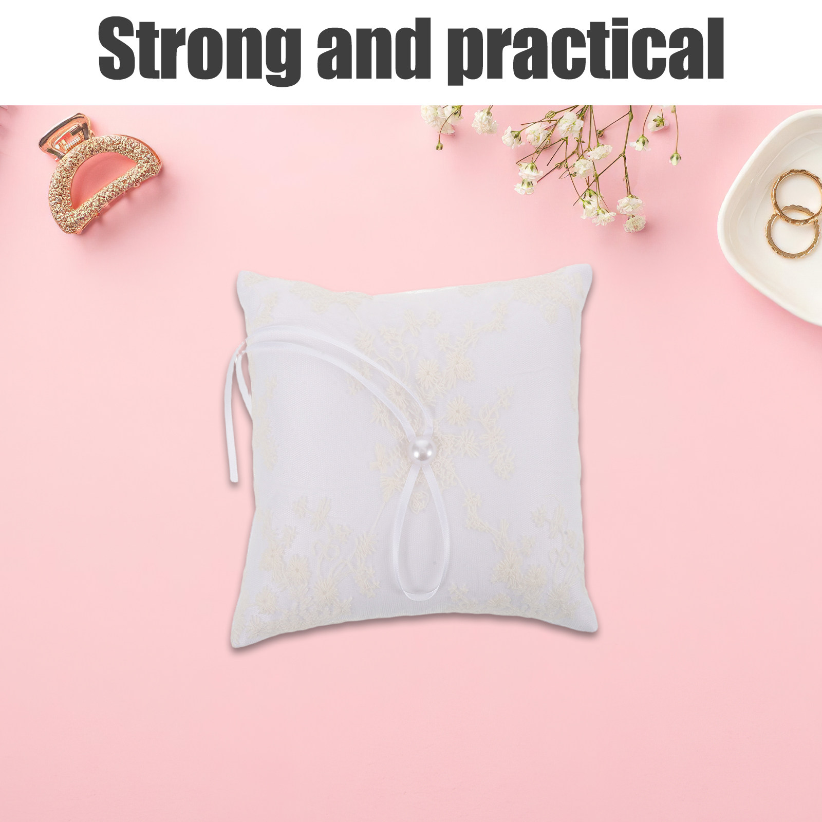 Satijnen trouwringkussen, wit  - Ring Bearer Pillow recensie en prijs