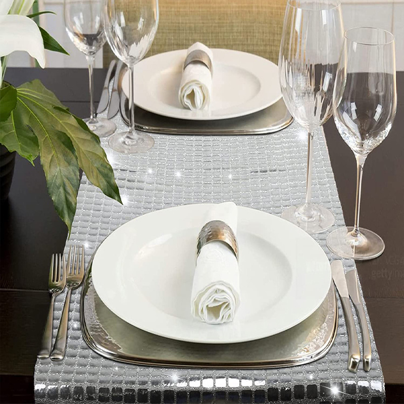 Glanzende spiegel goud/zilverf - Table Runner Sequin recensie en prijs